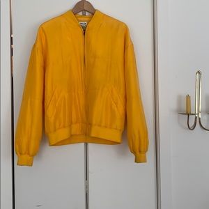 Rad Golden Yellow Silk Bomber Jacket. Medium.